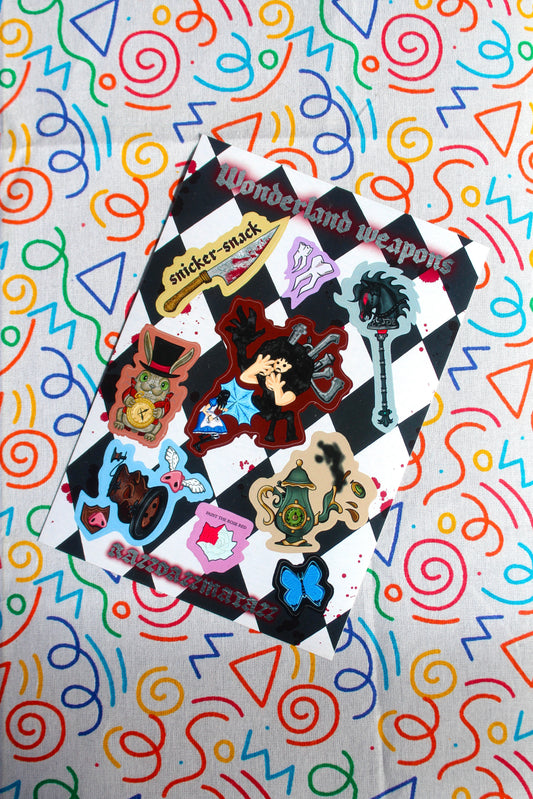 Wonderland Weapons A6 Sticker Sheet