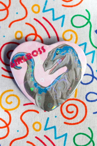 Girlboss Blue heart badge